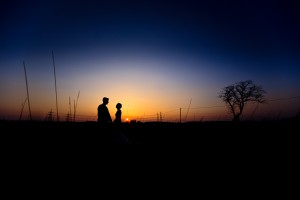 sunset wedding photo